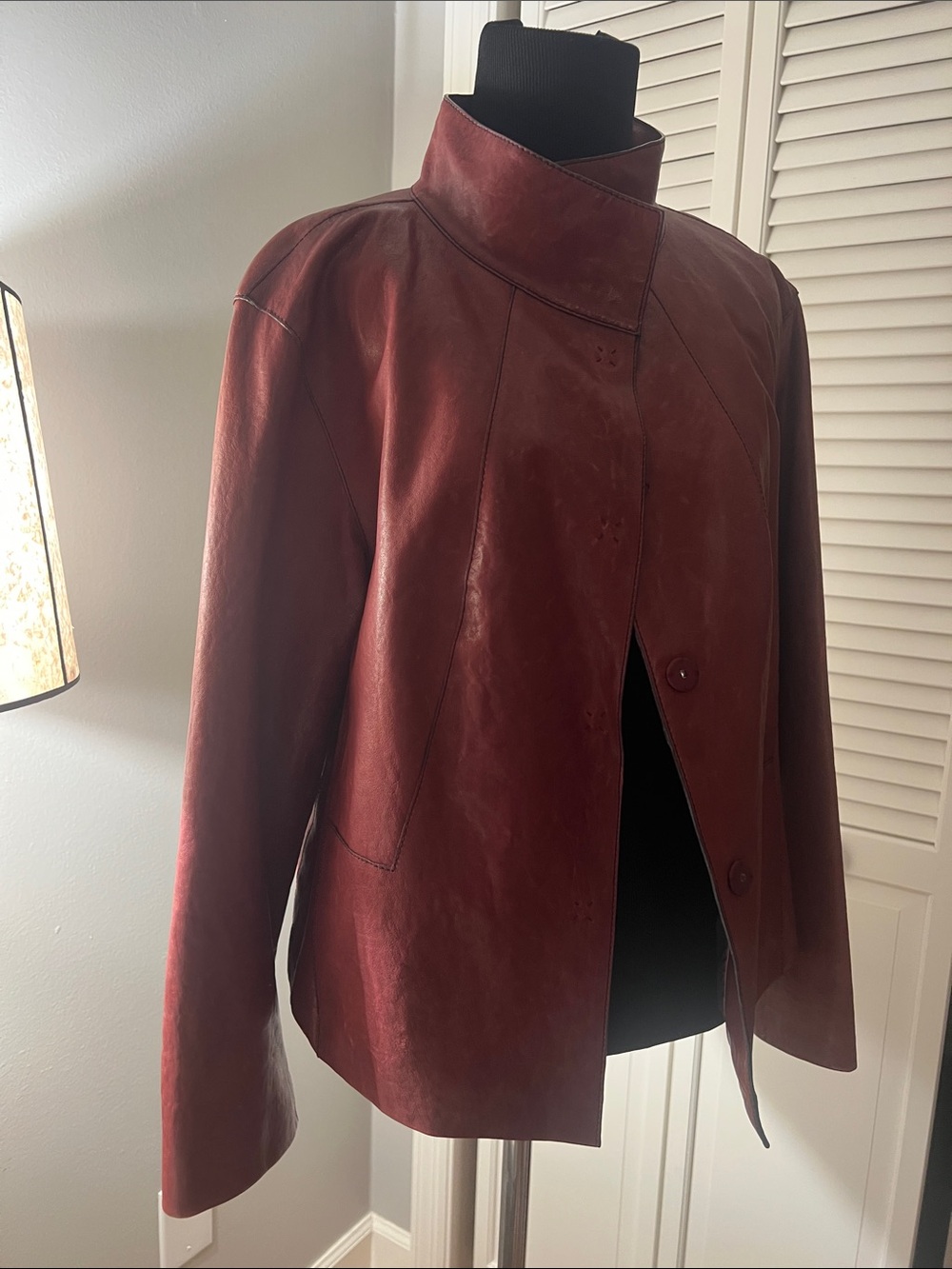 Lafayette 148 New York Scrumptious Deep Burgundy Leather Jacket